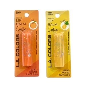 L.A. COLORS Cutie Scented Lip Balm Peach & Pineapple Flavors Set of 2 Unopened